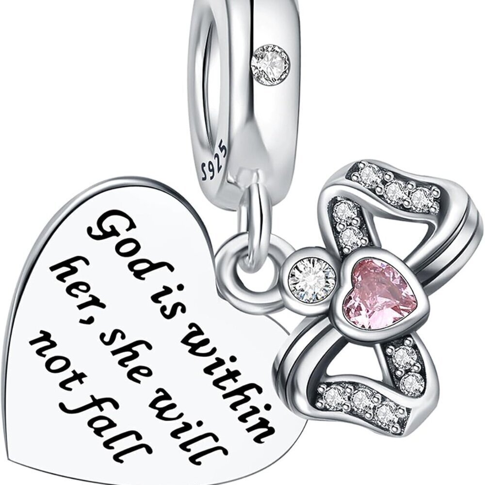 Sterling Silver Charm Jewelry Fit Pandora Bracelet God In His Arms Gift